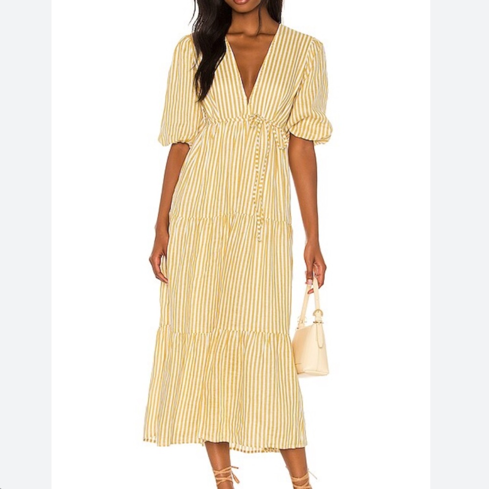 Faithfull the Brand Cottage core Stripe Maxi Dress XS